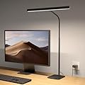 SUPERDANNY LED Desk Lamp for Home Office, Eye-Caring Desk Light with Base, 12W Touch Control 3 Colors Dimmable Brightness, Gooseneck Architect Lamp for Computer Monitor Reading Workbench, Black