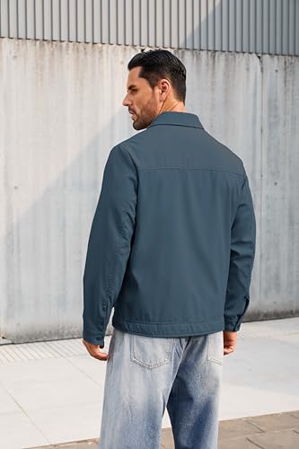 Image of QTE Lightweight Jackets for Men Casual Windbreaker Stylish Light Fall Spring Golf Work Dress Business Coat