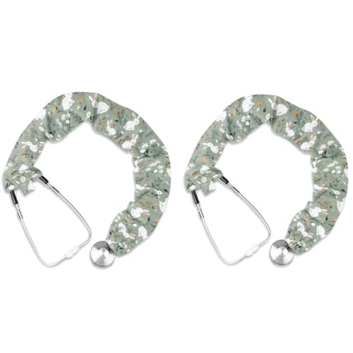 Uorisanigo Stethoscope Cover Sleeve Cartoon Bunny Stethoscope Accessories for Nurses Doctors Stethoscope Cover Fits Most Standard Stethoscope Protective Cover 2 Pack Washable