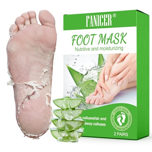 2 Pares Exfoliante Pies, Mascarilla Pies, Máscara Pies Peeling, Callos Pies Eliminar y Piel Muerta, Calcetines Hidratantes para Pies, Foot Peel Mask para Mujeres y Hombres (Aloe Vera)