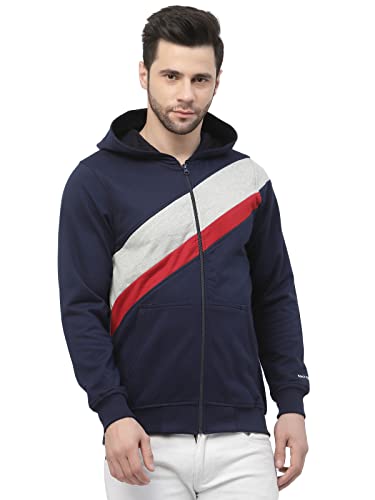 Image of Kalt Men Full Sleeves Zipper Fleece Colour Block Hoodie