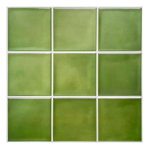 COMSTICKC Azulejos Adhesivos 3D para Pared,10-Piezas PVC Paneles Decorativos Mate verde 30x30cm,Autoadhesivos para Salpicadero Cocina, Baño,Fácil Instalación y Retirada