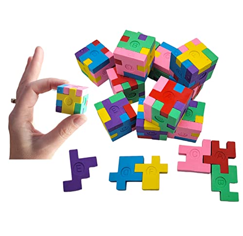 Zugar Land PUXER Colorful 1.125 Inch Puzzle Cube Erasers (12 Pack) 1.125". Fidget Fun Rubber Erasers. Game Time Home School Work Incentive cover