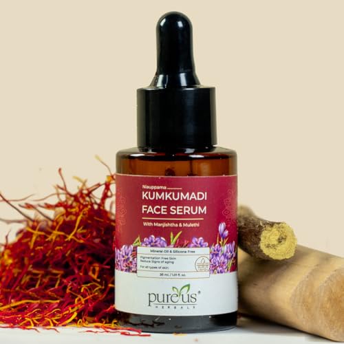 Image of Pureus Herbals Niauppama Kumkumadi Oil Face Serum for Glowing Skin | Kumkumadi Tailam with Saffron Oil, Manjishta & Mulethi | Beauty Elixir (30 ml)