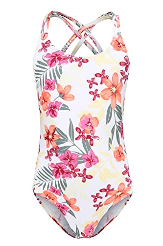 Image of Girls One Piece Swimsuits,Girls Bathing Suits with Adjustable Straps,Kids Hawaiian Floral Swimwear 3-16 Years