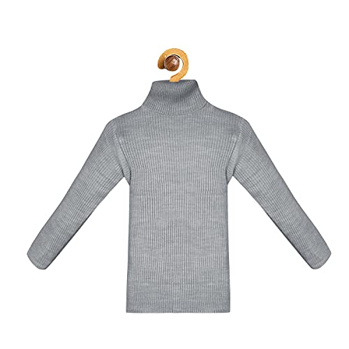Image of Fabnest Kids Unisex Winter Acrylic Grey Cable Self Design HGH Neck Sweater