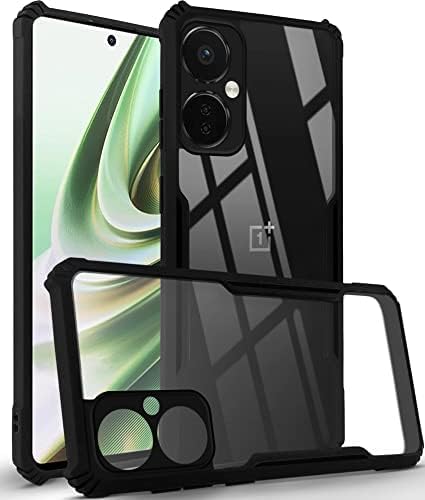 Image of JANAK RAJ Shockproof Bumper - Crystal Clear Transparent Back Case Cover Compatible with OnePlus Nord CE 3 Lite / 1+ CE3 Lite /Oppo K11x 5G | Minimalist PC+TPU 360 Protection Tough Rugged Design - Black