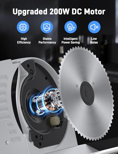 Image of Meat Slicer Machine for Home, 200W Electric Food Slicer,Dual 7.5 inch Blades (7.5 inchx2 Blades-200W DC motor)