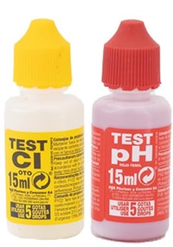 Test Kit Analizador De Ph y Cloro (Otho/Phenol) 5 Gotas Para Medir Los Valores De pH y Cloro Del Agua De Su Piscina Spa O Jacuzzi (Recambio Onlissa 5 Gotas)