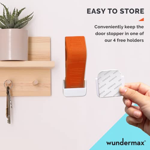Wundermax Door Stoppers - Pack Of 4 Rubber Door Wedge For Carpet, Hardwood, Concrete And Tile - Home Improvement Accessories - Orange #TOP5