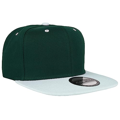 Image of Gelante Plain Blank Flat Brim Adjustable Snapback Baseball Caps Wholesale LOT 1500-12 Pack (DarkGreen /White)