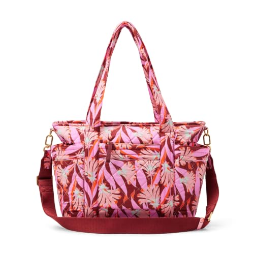 Amazon Essentials Womens Quilted Cotton Tote Handbag Pink Floral One Size