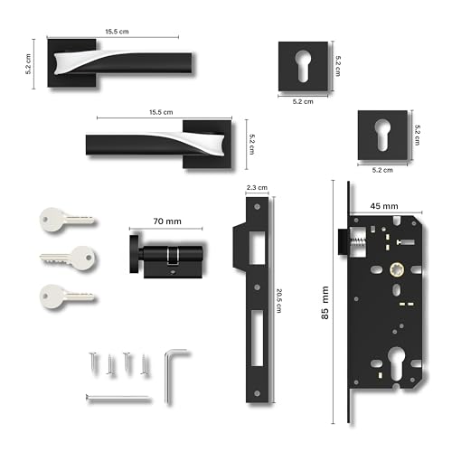Image of GLOXY Zinc Door Lock for Main Door for Bedroom, Mortise Set, Door Lock Handle Set with 3 Brass Key for Home,Office,Hotel | White & Black Finish (2 Years Warranty, Pack of 1)