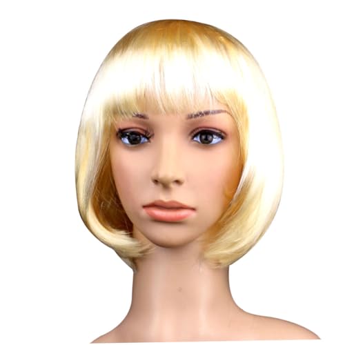 MAJORMENCH Perruque Bob Dorée pour Femme Perruque Courte avec Frange pour Bal Costumé