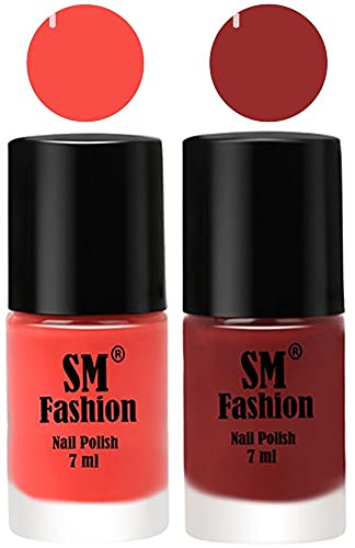 Image of Long Lasting Nail Polish | Nail Paint Combo 7 ml Each) - Set of 2 Coral-Jam