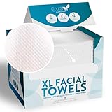 Disposable Face Towels XL 10x12-100% Viscose Eucalyptus Biodegradable Clean Facial Towels, 50 count - Ultra Soft & Lint-Free Towelettes for Acne-Prone & Sensitive Skin, Makeup Remover Dry Wipes