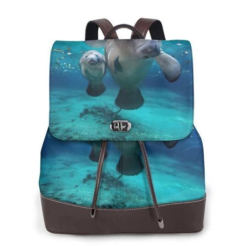 Sac à dos cuir ordinateur portable avec motifs lamantins protecteur et ergonomique
