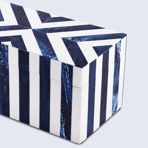 Image of Handicrafts Home Chevron Collection, Storage Organizer Decorative Box Multipurpose Gift - Chevron Blue 10x5x5 inch