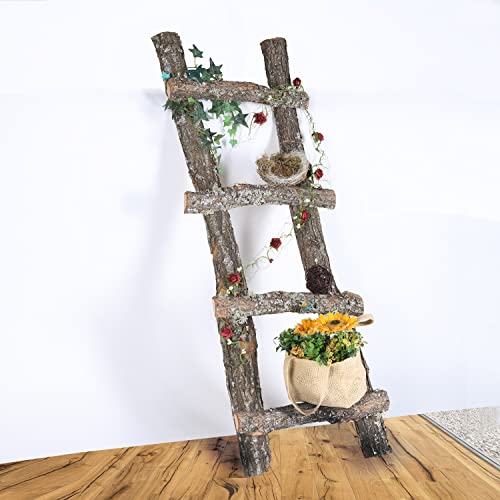 Échelle décorative en bois - 100 x 35 cm - Échelle en bois naturelle - Échelle de plantes - Décoration