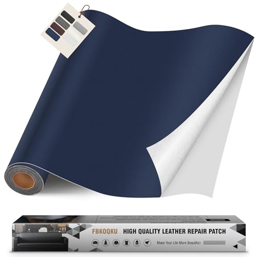FBKOQKU Selbstklebender Lederflickenteppich, 40 x 200 cm, für Sofa, Autositz, Möbel, Jacken (flach, marineblau)