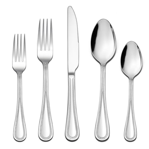 Homikit Besteck Set, 30 teilig Besteckset Essbesteck für 6 Personen, Edelstahl poliert Besteck mit Messer/Gabel/Löffel für Haus Küche Restaurant,...