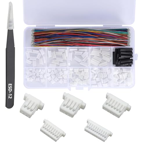 Image of PENGLIN JST SH 1.0mm Connector Kit with 28AWG Pre-Crimped Cables 150mm/5.9 inch，3/4/5/6/7/8/9/10/12 Pin Housing JST Adapter