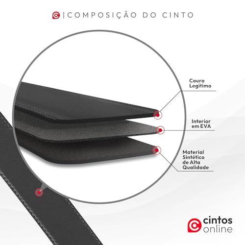 Cinto de Couro Masculino Social Basic 3 Preto, Regular (120cm)