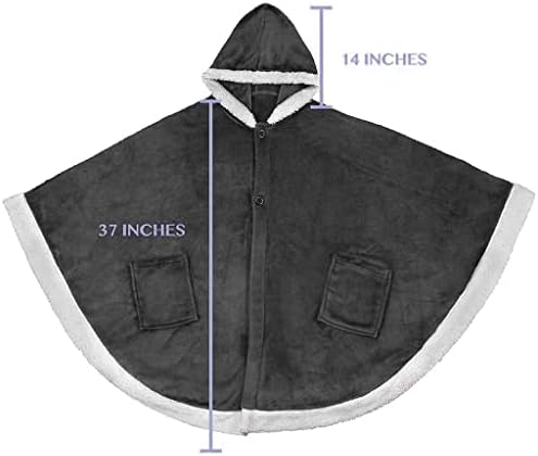 IvyH Poncho Blanket, Ultra Soft Cozy Wearable Hoodie Blanket, Sherpa Fleece Angel Wrap Blanket with Pockets and Hood - Great Gift for Women Girl Grey