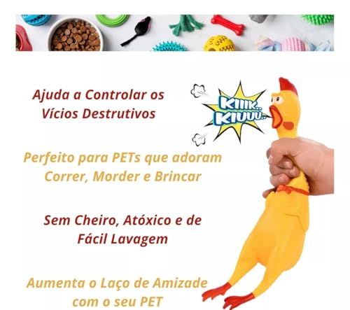 Brinquedo Galinha 31Cm Para Cães, Brinquedo para Pet Amarelo de 31CM, Ideal Para Cachorro e Cão de M