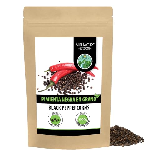 Alpi Nature Pimienta Negra en Grano 1kg, Granos de Pimienta Negra...