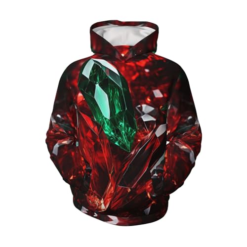 Red Green Youth Long Sleeve Pocket Hoodie Sweatshirt Kids Pullover Hooded Tops