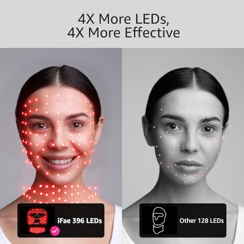 Image of IFAE Red Light Therapy for Face and Neck, Red Light Therapy Mask with 850nm Infrared (NIR) Portable Led Face Mask with Eye Protection and Remote for True Anti-Wrinkles Skincare at Home Black