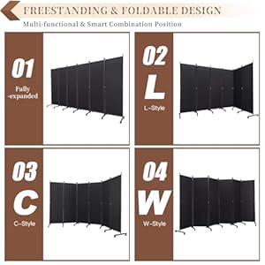 Room Divider Screen Wide Room Divider Panel/Wheels, Decorative Divider for Room Separation, 6 Panel Portable Wall Divider Freestanding Room Partitions and Dividers, Black Room Separator for Studio Room Divider Screen Wide Room Divider PanelWheels Decorative Divider for Room Separation 6 Panel Portable Wall Divider Freestanding Room Partitions and Dividers Black Room Separator for Studio