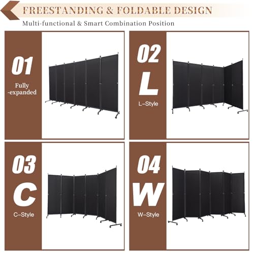 Room-Divider-Screen-Wide-Room-Divider-PanelWheels-Decorative-Divider-for-Room-Separation-6-Panel-Portable-Wall-Divider-Freestanding-Room-Partitions-and-Dividers-Black-Room-Separator-for-Studio Room Divider Screen Wide Room Divider PanelWheels Decorative Divider for Room Separation 6 Panel Portable Wall Divider Freestanding Room Partitions and Dividers Black Room Separator for Studio