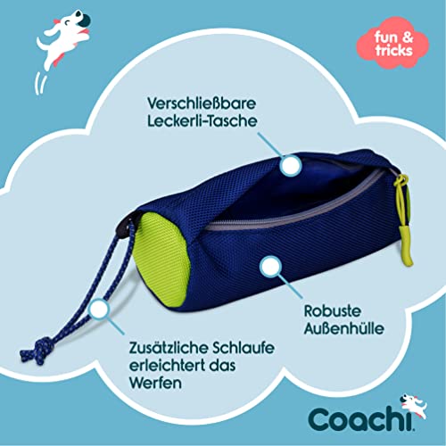 Coachi Fetch & Reward, Interaktives Trainingsspielzeug für Hunde und Welpen, Rückruftraining, versteckte Leckerlis, Apportieren Lernen, weites Werfen, Hundezubehör, perfekt für das tägliche Spiel
