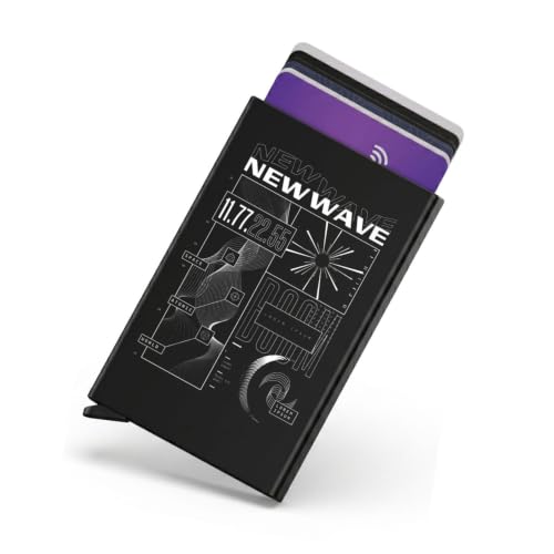 Image of Zip-Tap NFC Digital Contact Sharing Wallet Black Metal Laser Engraved Cyberpunk Design with Software RFID Blocking NewWave