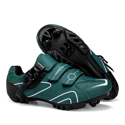 Mateju - Mateju Chaussure VTT Homme Femme, 36-47 EU Chaussure VTT Homme Automatique avec 2 Pointes Antidérapantes Antidérapant et Respirant Extérieur Sport (568 Vert Foncé,36)