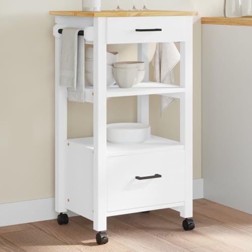 Gecheer Carrito de Cocina Monza Madera Maciza de Pino 48x40x90 cm,Carrito verdulero para Cocina,Carrito Auxiliar Multiuso,Carros de Servicio,RY-6