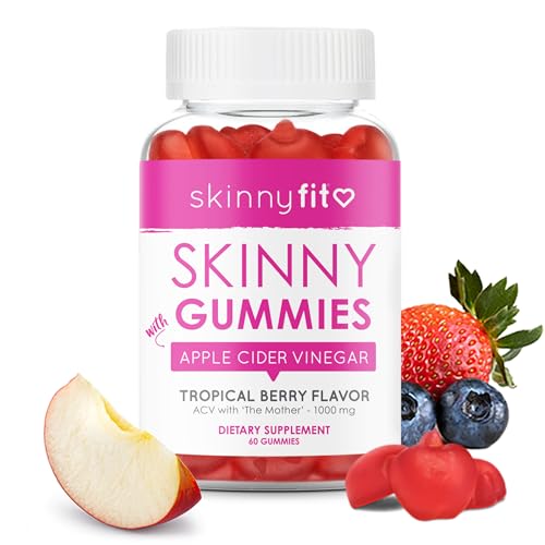 SkinnyFit Skinny Gummies Apple Cider Vinegar Gummies w/ The Mother Healthy Weight Immune Support Vitamin B9 B12 Beetroot Pomegranate Vegan-Friendly 60 Count