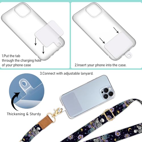 Image of Piefly Cell Phone Lanyard Crossbody Wrist Strap Adjustable for Women Goth | Travel Daily Cruise, Around the Neck, Hands-free, Universal, Fit Keys ID badge, Accessories, Compatible with Most Smartphones