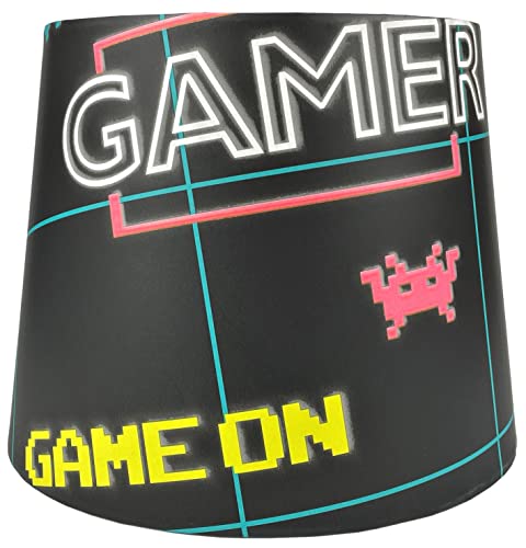 Gaming Lampshade Ceiling Light Shade for Boys Girls Kids Teens Gamer Themed Bedroom Accessories Room Decor Black Neon
