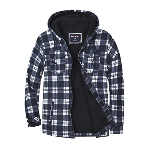 SwissWell Herren Flanelljacke Warm Fleece Kariertes Hemd Modische Winter Jacke für Herren mit Kapuze Cover