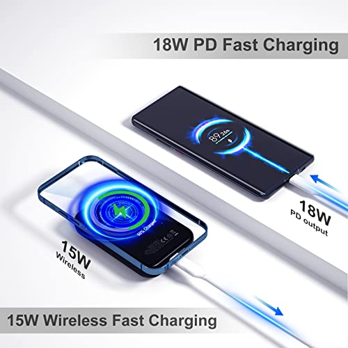 Leehou Wireless Portable Charger, 5000Mah Magnetic Power Bank,18W Fast Charging With Usb C Cable&Finger Ring Holder Phone Battery Pack For Iphone 14Pro Max/Pro/13/12, Airpods(Black) #TOP1