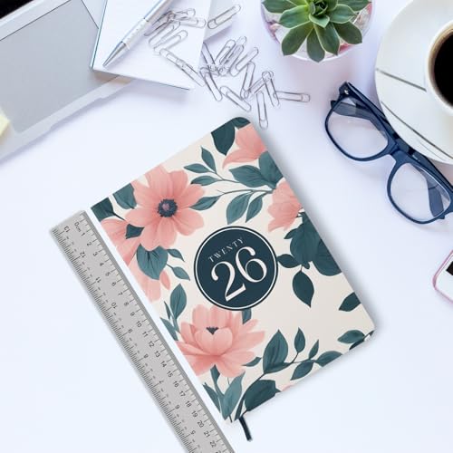 Image of A5 Size Hard Bound 1 Day To A Page Format New Year Executive Daily Planner 2026 Diary with Month Cut Index and Bookmark I Diary 2026 For Girls Women I 344 Pages I 21x15 Cm