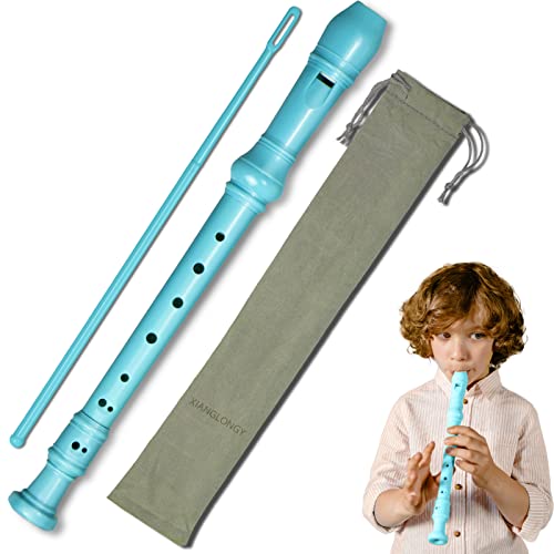 Süße Flöte, deutsche Fingerspitze, süße Flöte, Mittelschule, 8 Löcher, geeignet für Schulen und Anfänger, umweltfreundliches ABS-Harz, abnehmbar und leicht zu reinigen (blau)