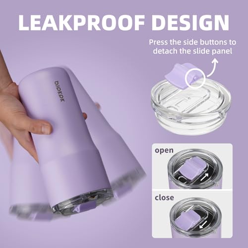 Image of BJPKPK 20oz Spill Proof Coffee Tumbler, Insulated Stainless Steel Cup | Double Wall Vacuum, Leakproof Lid, Keeps Hot /Cold /Iced, BPA Free, Dishwasher Safe, Cupholder, Travel, Lavender