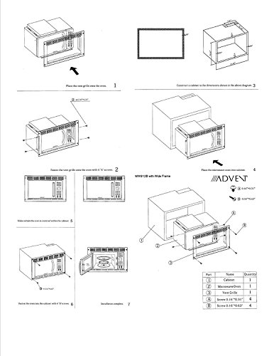 Advent PMWTRIM Trim Kit, Black For use with MW900B and MW912B Built-in Microwave Ovens, Made of Steel, Outside Dimensions: 23.25"W x 15"H x 2.75"D, Inside Opening Dimensions: 19"W x 10.5"H - Thumbnail 7