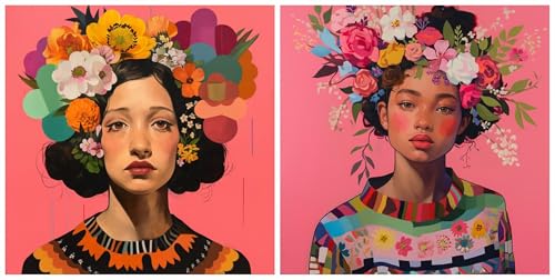 Fleurs diamond painting complet 2 pièces pour décorer votre salon