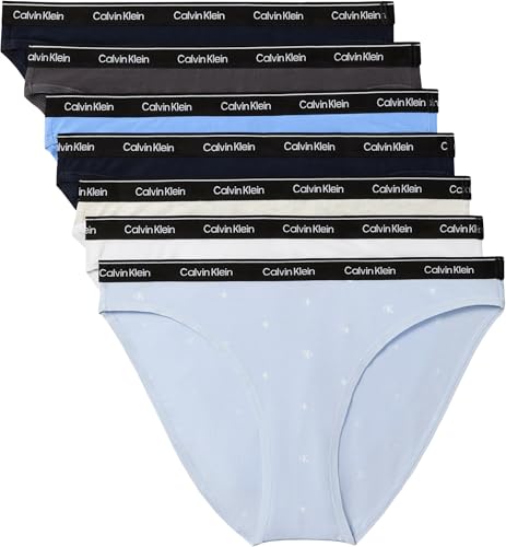 Calvin Klein Women BIKINI 7PK BLUE (Shrln/Shrln/SngStrs BRZYBL/SnwHthr/) M