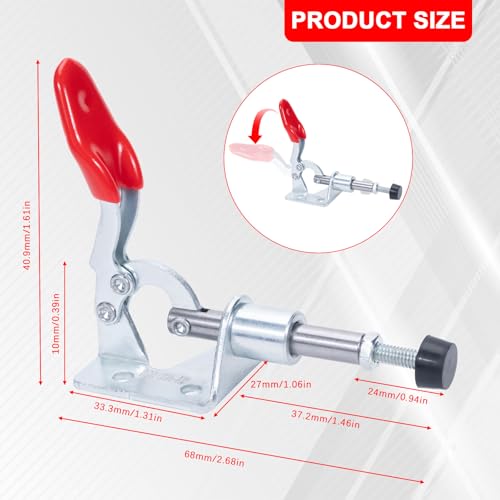 Image of 2-Pack 301A Push Pull Toggle Clamp, 99 lb Holding Capacity | Galvanized Steel, Pull Quick Release Clamp, Heavy-Duty for Woodworking, Machining and Equipment Assembly